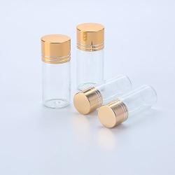 12Pcs 10ml/0.33oz Clear Glass Storage Container Bottle Vial Jars for Cosmetics Travel Essential Oils Powders Creams Ointments Grease and Capsule(Gold Lid)