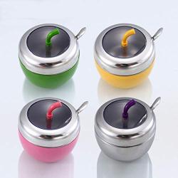 Stainless Steel Spice Storage Containers, Kitchen Condiment Jar Set With Clear Lid Spoon For Salt, Pepper-d