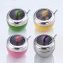 Stainless Steel Spice Storage Containers, Kitchen Condiment Jar Set With Clear Lid Spoon For Salt, Pepper-d