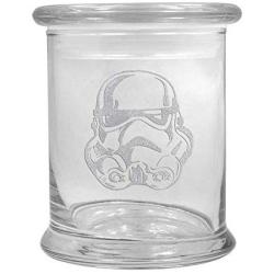 12 oz Clear Glass storage Herb Stash Jar and Lid with Storm Trooper Logo