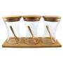 Unique Design Clear Glass Food Storage Jar with Airtight Seal Bamboo Lid & Spoons - Kitchen Condiments Canister for Serving Spices Coffee Tea Sugar and more,10.8 FL OZ (320 ML),3 Pcs Set - Great Gift