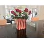 Popcorn University Ceramic Popcorn Container with Lid - Decorative Cookie Jar for Kitchen Counter Food Storage, Table Centerpiece, Vase & More - Red Striped Home Movie Theater Room Décor, 13&quotx4.5&quotx8"