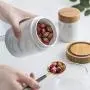 OnePine 400ml Lebensmittelbehälter mit versiegeltem Bambusholzdeckel, Marmor-Muster-Keramik-Kaffeetopf für Tee, Zucker, Kaffee, Bohnen, Getreide