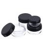 eBoot 10 Pieces Empty Clear Plastic Sample Containers 3/5/ 10/15/ 20 Gram Size Round Cosmetic Pot Jars with Screw Cap Lids and 2 Pieces Mini Spatula (Black)