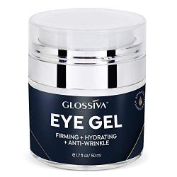Glossiva Eye Gel, Hyaluronic acid for Wrinkles, Fine Lines, Dark Circles, Puffiness, Under Eye Bags - Hydrating, Firming, Rejuvenates Skin - Advanced Repair Formula 1.7 Fl Oz