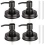 4-Pack Mason Jar Soap Dispenser Lid, Painted Black Rust Proof Stainless Steel Lotion Dispenser Lid for Regular Mouth Mason Jar, Bathroom Accessories - Jar Not Included