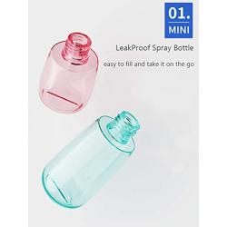 Spray Bottles Travel Size, AMMAX 4pcs Fine Mist Spray Bottle Set, Empty Airless Makeup Face Spray Bottle Clear Refillable Travel Containers For Cosmetic Skincare Perfume (3 fl. Oz) (Colorful)