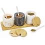TNKML Ceramic Spice Jar Salt Can Sugar Bowl Kitchenware Spice Container With Spoon Ceramic Storage Tank Spice Jar