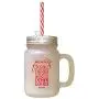 Red Without Friends No One Choose Love Though Had All Frosted Glass Mason Jar With Straw