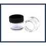 Meta Funky: wholesale wax glass Jars glass containers with lids 5ml / 1.2&quotx1.2" black cap threaded screw top heavy weighted glass retail or wholesale packaging.