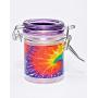 Airtight Glass Herb Mini Stash Jar Set of 3 - Pot Leaf, Tie Dye, and Purple Leaf Galaxy Metallic Silver Designs, 1.5oz, 2.5 Inches