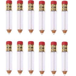 RONRONS 12 Pack Novelty Pencil Shaped Empty Lip Gloss Tubes Containers Gloss Tubes Containers, Clear Mini Refillable Lip Oil Bottles 5ml