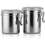 Storage Canisters, 4Pcs/Set Tea Storage Canisters with Airtight Lids, Stainless Steel Sealed Jar Storage Bottle for Coffee/Sugar/Pasta/Rice/Biscuits/Oats/Beans(4inch)