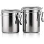 4pcs/set Airtight Canisters Sets for the Kitchen, Stainless Steel Sealed Jar with Clear Lids, Organizer for Kitchen Counter, Food Storage Container, Tea Coffee Sugar Flour Canisters (4inch)