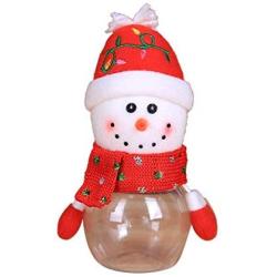 Wenirn 2 in 1 Christmas Candy Jar Sugar Container Nuts Storage Bottle Clear Plastic Santa Claus Candy Dish Holder Xmas Home Decor, 2.8x6.7inch