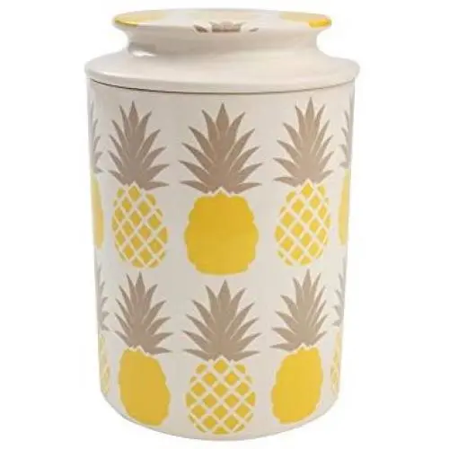 Bouteille de stockage pour aliments et boissons T&G Tutti Frutti, motif ananas, gris et jaune. Bouteille de stockage pour aliments et boissons T&G Tutti Frutti, motif ananas, gris et jaune.