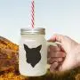 Marine Norwegischer Lundehund Silhouette Frostglas Mason Jar mit Strohhalse