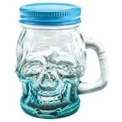 mason jar - Shot Glasses/storage container sugar skull Set of 12 Mason Jar with Lid and Handle - Novelty Shot Glass 3 oz