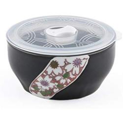 Microwave Ceramic Bowl With Lid Ideal For Food Prep Food Storage Meal Planning (Black Bowl 5")