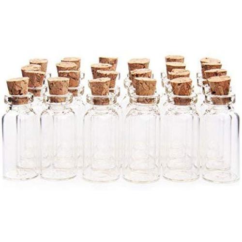 Yalulu 20Pcs Mini Clear Glass Jars Bottles with Cork Stoppers for Arts & Crafts, Projects, Decoration, Party Favors (7ml,2240mm)