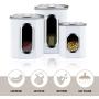 Canisters Sets,3 Piece Window Kitchen Canister with Fingerprint Resistance Lids,Cream White