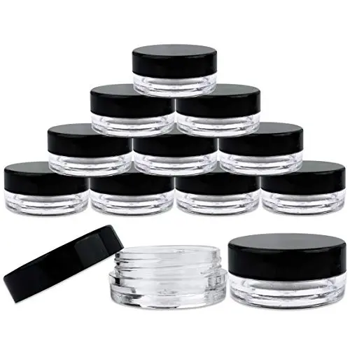 (25 Pcs) Bouteilles Rondes Transparents Beauticom 3G/3ML avec Bouchons Noirs pour Crèmes, Lotions, Toniques, Baumes à Lèvres, Échantillons de Maquillage - BPA Free (25 Pcs) Bouteilles Rondes Transparents Beauticom 3G/3ML avec Bouchons Noirs pour Crèmes, Lotions, Toniques, Baumes à Lèvres, Échantillons de Maquillage - BPA Free
