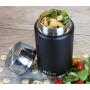 MIRA Lunch, Food Jar | Vacuum Insulated Stainless Steel Lunch Thermos with Portable Folding Spoon | 25 oz (750 ml) | Black