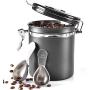 XXYYCZ Coffee Container,Stainless Steel Container,Airtight Coffee Canister,Coffee Storage Jar,Canister with Date Tracker,Coffee Canister Vacuum Sealed,CO2-Release Valve,Black,1.4L
