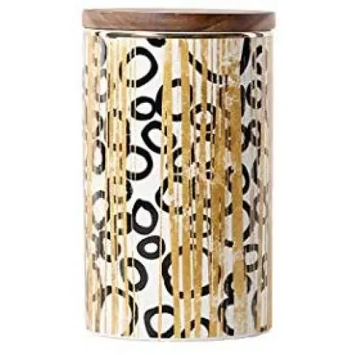 Bouteille en céramique artisanale pour stockage de sceaux, aliments, thé, café avec couvercle en bois (98x128mm) Bouteille en céramique artisanale pour stockage de sceaux, aliments, thé, café avec couvercle en bois (98x128mm)