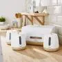 TOWER T826031W Kitchen Storage Canisters, Scandi Range, Robust ABS Body, Anti Slip Base, Matte with Wood Effect Accents, White, 3-Piece