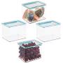 mDesign Airtight Stackable Kitchen Pantry Cabinet Food Storage Container - Attached Hinged Lid - Compact Bin for Pantry, Refrigerator, Freezer - BPA Free, Food Safe - Holds 2 Quarts - 4 Pack - Clear