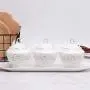 Kitchen seasoning box/Ceramic Condiment Storage Container with Tray Chicken Essence Seasoning jar Three-Piece Set