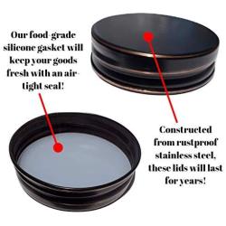 The Southern Jarring Co. Stainless Steel Mason Jar Lids With Silicone Gaskets - Rustproof and Leakproof - Reusable Food Grade Canning Lids for REGULAR Mouth Mason Jars (Oil-Rubbed Bronze, 6-Pack)