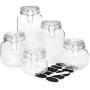 Set of 5 Glass Mason Jars with Clip-Top, 10 Stickers, Chalk - Clear Sturdy Home Kitchen Canning Cookware Dining Storage Organizer Jam Spices