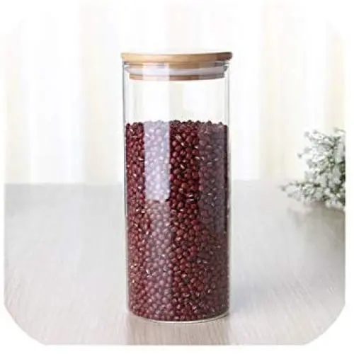 450/650/950 ml Mehrzweck Bambusdeckel Glasbehälter Luftdichte Gläser für Getreide, Tee, Kaffee, Kapseln, Süßigkeiten, Lebensmittel, 950 ml