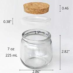 Syntic 40 Pcs 7 oz (225ML) Glass Jars, Yogurt Jars with PE Lids and Cork Lids, Clear Pudding Jars Ideal for Jam, Honey, Spices,Mousse, DIY and Art