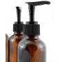 Cornucopia Brands 4oz Amber Glass Pump Bottles (4-Pack); Great for Lotions, Liquid Soap, Aromatherapy and More