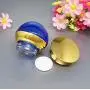 2PCS 30ml/1oz Hochwertige Leere Blaue Glasbehälter mit Golddeckel und Innenpolster - Wiederverwendbare Kosmetikbehälter für Augencreme, Gesichtcreme, Gel, Salben, Hautpflege