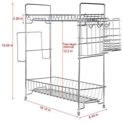 2-Tier Kitchen Spice Rack,Stainless Steel Spice Jars Bottle Stand Holder Organizer Storage Kitchen Shelves Rack (Silver)