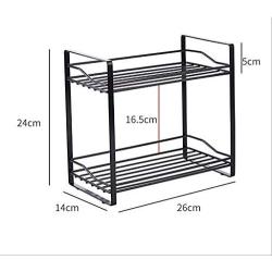 Spice Jar Storage Rack Kitchen Countertop Condiment Storage Rack Wrought Iron Double Seasoning Bottle Rack (Color : Black)