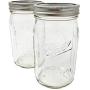 Ball Quart Mason Jars with Storage Lids and Jar Opener (32oz Wide Mouth - 2 Jar Bundle)