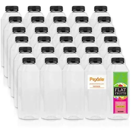 PACKAGE OF 30-PLASTIC 16 OZ JUICE/MILK/DRESSING BOTTLES BPA FREE BY PEXALE(TM) (BLACK CAPS, 30) PACKAGE OF 30-PLASTIC 16 OZ JUICE/MILK/DRESSING BOTTLES BPA FREE BY PEXALE(TM) (BLACK CAPS, 30)