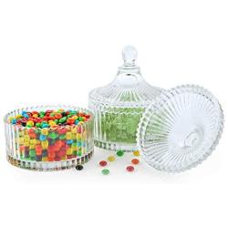 Rachels Choice Glass Covered Storage Jar Candy Dish Box (Diameter 3.9 Inch), Pack of 2