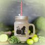 Maroon My 1St Christmas Thanksgiving Frosted Glass Mason Jar With Straw