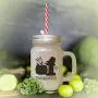 Maroon My 1St Christmas Thanksgiving Frosted Glass Mason Jar With Straw