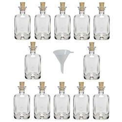 Viva Haushaltswaren 12 Mini Apothecary Bottle 40 ml Glass Bottle with Cork 40x22 mm and a Funnel