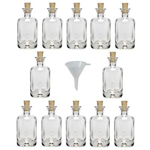 Viva Haushaltswaren 12 Mini Apothecary Bottle 40 ml Glass Bottle with Cork 40x22 mm and a Funnel