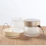 1Pcs 100ml/3.3oz Empty Refillable Frosted Glass Cream Jars with Elastic Rubber Cord and Inner Liner Cosmetic Sample Travel Containers Pot for Scrub Body Cream Ointments