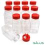 SALUSWARE - 12 PACK - 9.5 Oz with Red Cap ?Plastic Jars Bottles Containers ? Perfect for Storing Spice, Herbs and Powders ? Lined Cap - Safe Plastic ? PET - BPA free - Made in the USA