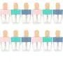 RONRONS 12 Pieces 8ML Pretty Popsicle Shaped Refillable Transparent Lip Gloss Tube Empty Lip Balm Container with Lid Rubber Inserts Samples Bottle DIY Makeup Lipgloss Holder Set, (Green, Pink, Blue)
